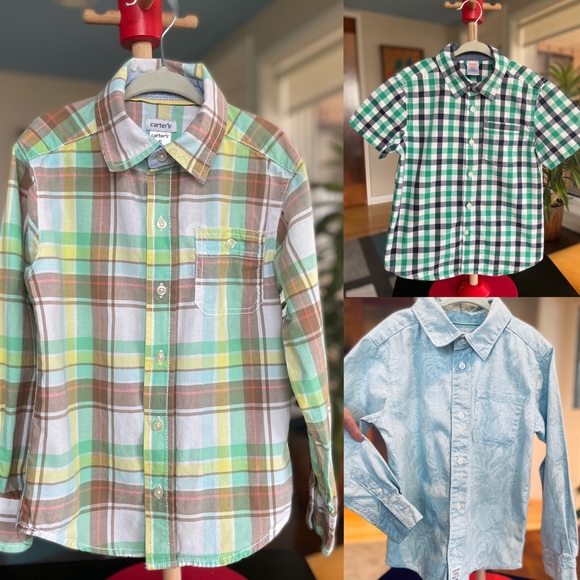 Boys Button Up Shirts, 3 SHIRT BUNDLE, All Size 5, 2 long & 1 Short Sleeve, NICE - Picture 11 of 11